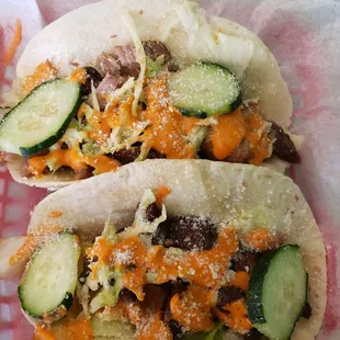 Steak and chicken tacos