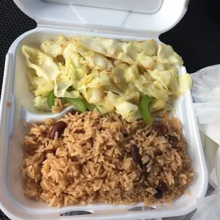 Rice and Beans w/ Steamed Cabbage
