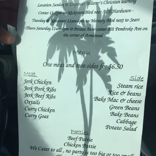 a menu for a restaurant