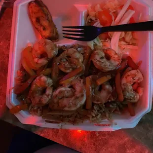 Jerk Shrimp (peep the two plantain)