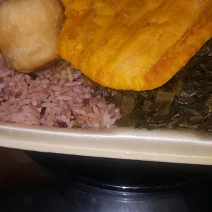 Curried Goat  Meat Pattie  Collard Greens  Fried Dumplings Stewed Cabbage