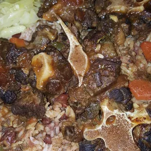 Large Oxtail Dinner  Cabbage Rice &amp; Peas Yumm!