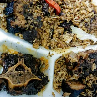 Mostly gone oops. Half oxtail half jerk pork yum.