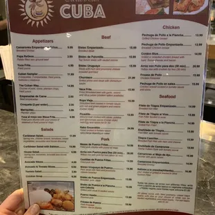 Menu as of 3/19/21