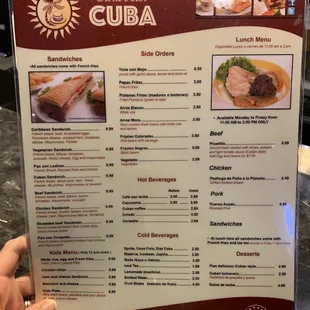 Menu as of 3/19/2021