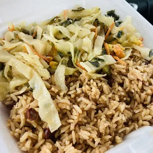 Steam Cabbage with Rice and Peas.