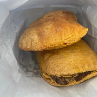 Beef Patties, the flavor was ok, but the pastry was completely dried out.