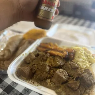 Curry Goat side of Roti &amp; Beef Patty