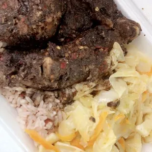 Medium Jerk Chicken with Rice and Cabbage