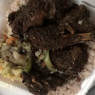 Large jerk chicken ($11) (extra sauce = extra spicy!)