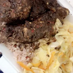 Medium Jerk Chicken with Rice and Cabbage