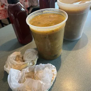 Soup, doubles and Sorrell drink
