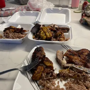 Jerk pork and chicken