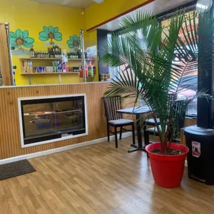 the inside of a restaurant