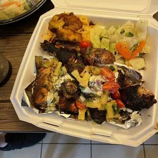 Jerk chicken (what my husband got, potato salad not pictured).