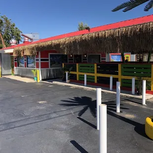 Out front and outdoor seating area