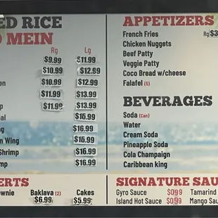 Fried Rice, Desserts, Appetizers , Beverages, and Signature Sauces Menu as of March 14, 2024