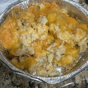 Food was low quality asked for a side of Mac n cheese and this what i got, noodles with melted cheese on it, no taste just cheese n noodles