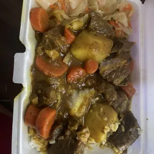 Small Curry Goat is so delicious first time eating very good.