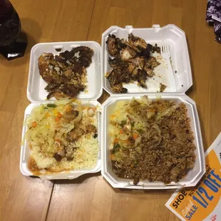 Pissed...right is a large and the one on the left is a small....I basically paid 9 dollars for extra rice....