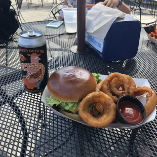 The Caribbean and onion rings and breakfast beer