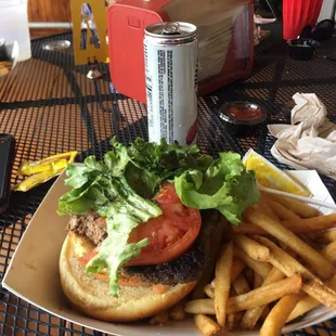 Burger fries and White Claw!