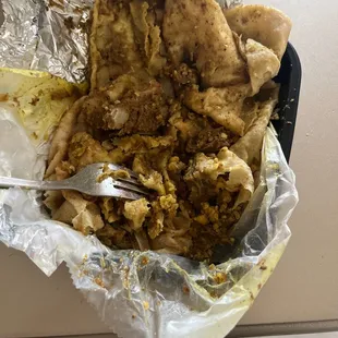 I had to dig to find the barely meat in this roti. Very disappointing