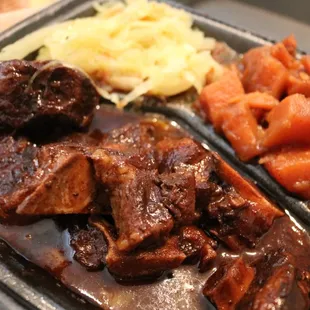 Cabbage, candied yams, oxtail