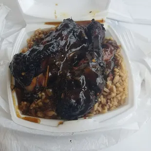 Jerk chicken lunch special ($6)