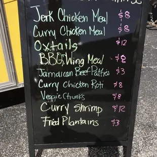 Menu the day they were at my work place. Probably subject to change.