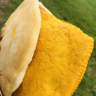 Coco Bread  and a beef patties