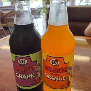 Jamaican grape and Jamaican orange sof drink