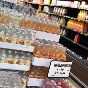 Lots of soft drinks and sodas