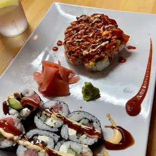 a plate of sushi on a table