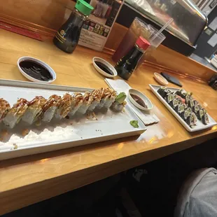 Cayman roll and California roll though I don't even see