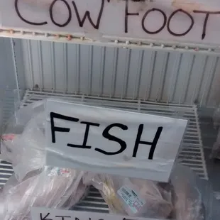 Cow cod, cow foot and fish