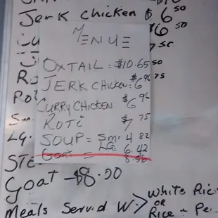Menu board