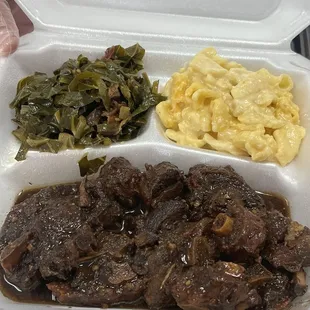 a styrofoam meal in a styrofoam container