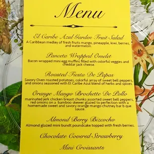 Personalized Menu Card by Caribe Azul