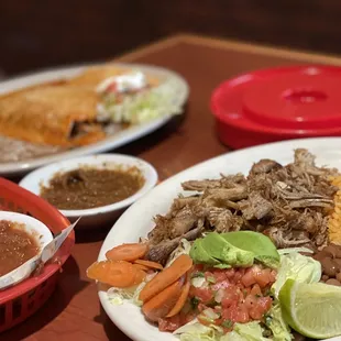 Steak Enchiladas &amp; Carnitas Plate!!