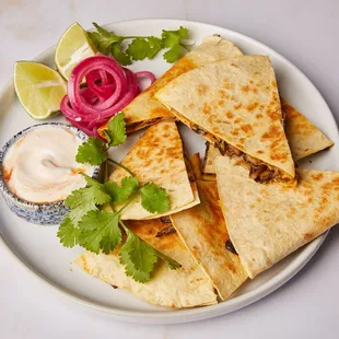 a plate of quesadillas