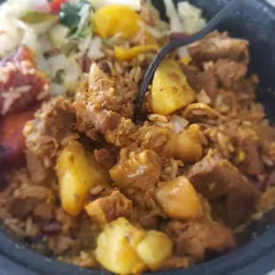 a close up of a bowl of food