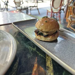 Spinach, Mushroom, and Raclette Slider