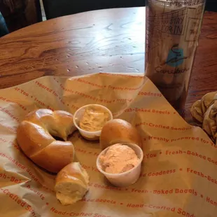 New twist and dip bagel and iced mint condition.