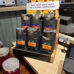 a display of coffee beans