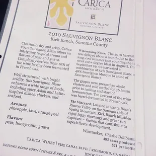 menu