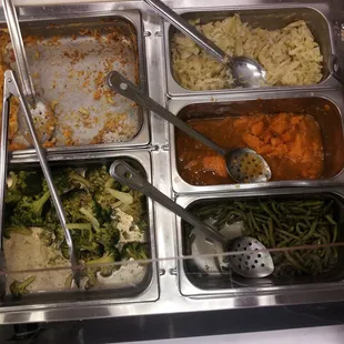 Vegetables; spinach rice, cabbage, sweet potatoes, green beans, etc