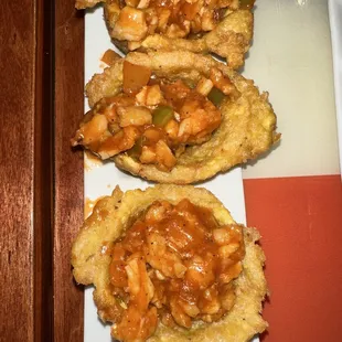 three appetizers on a plate