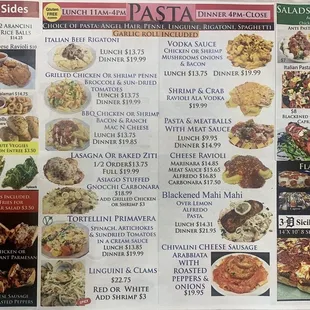 Menu - Appetizers, Pasta, Salads, Subs, Flatbreads