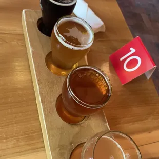 Top to bottom: porter, rye, ginger, Berliner.